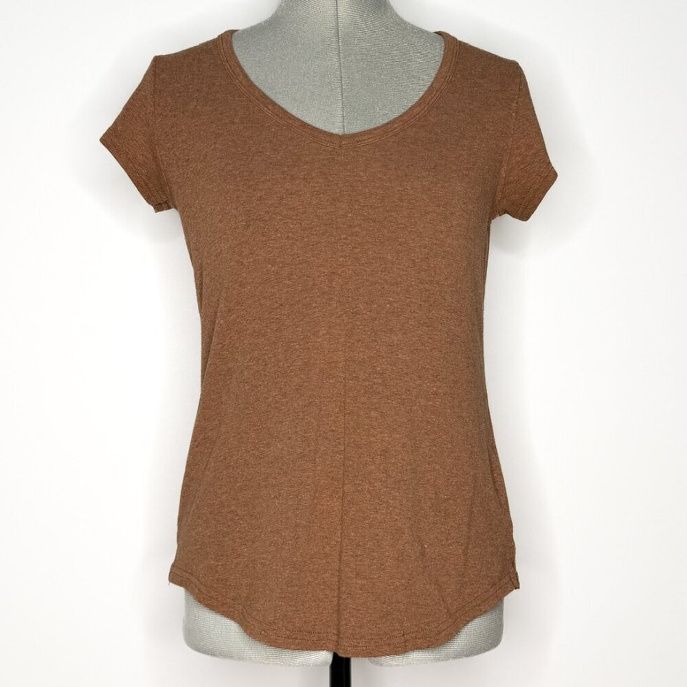 Cynthia Rowley Earth Tone V-Neck Top Soft Knit Basic - Size Medium